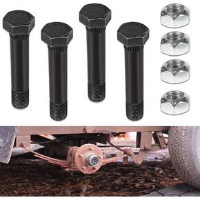 4 Pack 9/16" -18 X 3-1/2" Long Trailer Leaf Spring Shackle Bolts w/Lock Nuts, fit for 2" Wide Leaf Spring & Double Eye Leaf Springs, for 6,000lb and 7,000lb Axles