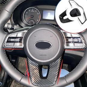 3Pcs Steering Wheel Cover Trims Interior Decaration Sticker for Kia Forte Cerato K3 2019 2020 2021 2022 2023 2024 - ABS Carbon Fiber Sport Interior Accessories(NOT FIT GT and GT Line Models)
