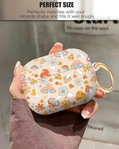 متوافق مع غطاء حافظة AirPod Pro، حافظة لطيفة مع سلسلة مفاتيح، حافظة واقية مقاومة للصدمات من مادة TPU لجراب AirPod Pro الجيل الأول والثاني للفتيات والنساء (فطر) in Saudi Arabia