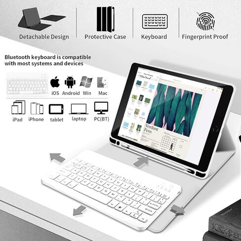 حافظة لوحة مفاتيح KENKE iPad لجهاز iPad 9.7 بوصة 2018 (الجيل السادس) / iPad 2017 (الجيل الخامس) / iPad Air 2/1، غطاء iPad ذكي خفيف الوزن مع حامل أقلام، لوحة مفاتيح لاسلكية قابلة للفصل مغناطيسيًا، أخضر in Saudi Arabia
