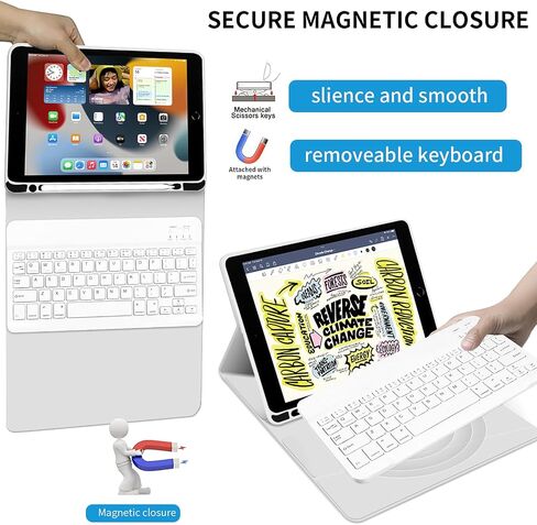 حافظة لوحة مفاتيح KENKE iPad لجهاز iPad 9.7 بوصة 2018 (الجيل السادس) / iPad 2017 (الجيل الخامس) / iPad Air 2/1، غطاء iPad ذكي خفيف الوزن مع حامل أقلام، لوحة مفاتيح لاسلكية قابلة للفصل مغناطيسيًا، أخضر in Saudi Arabia
