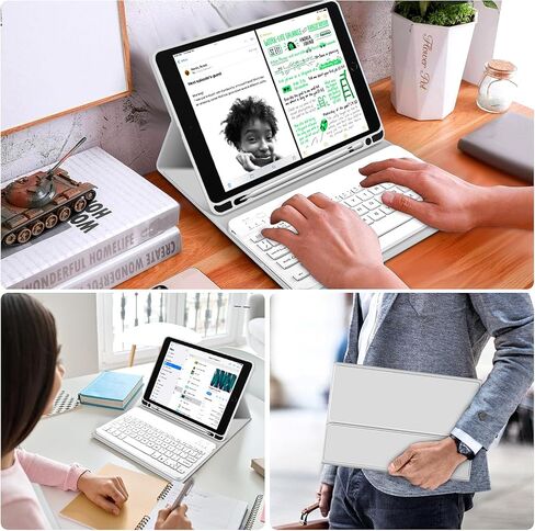 حافظة لوحة مفاتيح KENKE iPad لجهاز iPad 9.7 بوصة 2018 (الجيل السادس) / iPad 2017 (الجيل الخامس) / iPad Air 2/1، غطاء iPad ذكي خفيف الوزن مع حامل أقلام، لوحة مفاتيح لاسلكية قابلة للفصل مغناطيسيًا، أخضر in Saudi Arabia