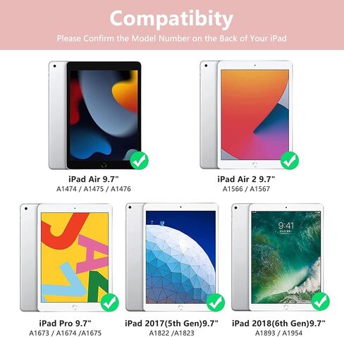 MMK for iPad 6th Generation Case with Keyboard, Black | 10 Color Backlight & 360 Rotation, for iPad 5th Gen (2017) & iPad Air (1st, 2th Gen, 2013, 2014) & iPad Pro 9.7 inch (2016) in Saudi Arabia