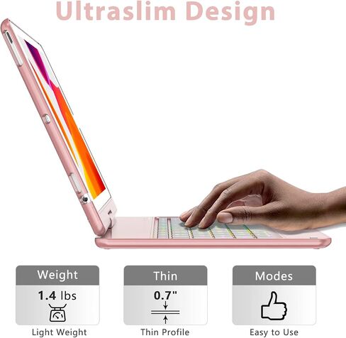 MMK for iPad 6th Generation Case with Keyboard, Black | 10 Color Backlight & 360 Rotation, for iPad 5th Gen (2017) & iPad Air (1st, 2th Gen, 2013, 2014) & iPad Pro 9.7 inch (2016) in Saudi Arabia