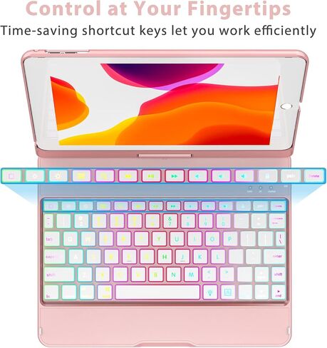 MMK for iPad 6th Generation Case with Keyboard, Black | 10 Color Backlight & 360 Rotation, for iPad 5th Gen (2017) & iPad Air (1st, 2th Gen, 2013, 2014) & iPad Pro 9.7 inch (2016) in Saudi Arabia