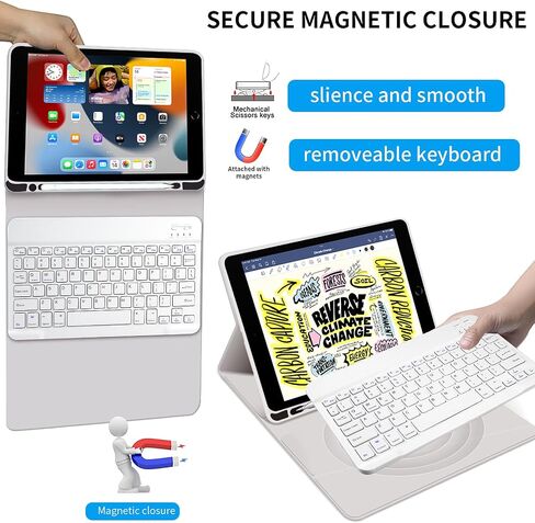 حافظة لوحة مفاتيح KENKE لجهاز iPad الجيل التاسع/الثامن/السابع مقاس 10.2 بوصة 2021/2020/2019، حافظة ذكية بغطاء خلفي ناعم من مادة TPU مع حامل أقلام، لوحة مفاتيح بلوتوث لاسلكية قابلة للفصل مغناطيسيًا، أخضر in Kuwait