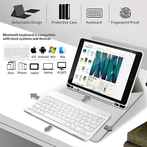 حافظة لوحة مفاتيح KENKE لجهاز iPad الجيل التاسع/الثامن/السابع مقاس 10.2 بوصة 2021/2020/2019، حافظة ذكية بغطاء خلفي ناعم من مادة TPU مع حامل أقلام، لوحة مفاتيح بلوتوث لاسلكية قابلة للفصل مغناطيسيًا، أخضر in Kuwait