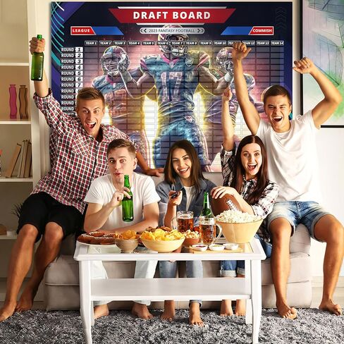 مجموعة لوحة مسودة كرة القدم الخيالية 2023-2024، مجموعة مسودة كرة القدم الخيالية 2023 كبيرة 14 فريقًا و20 جولة، لون ممتاز مطلي مقاوم للماء، 580 لاعب و80 ملصقًا فارغًا مجموعة لوحة مسودة الخيال in Kuwait