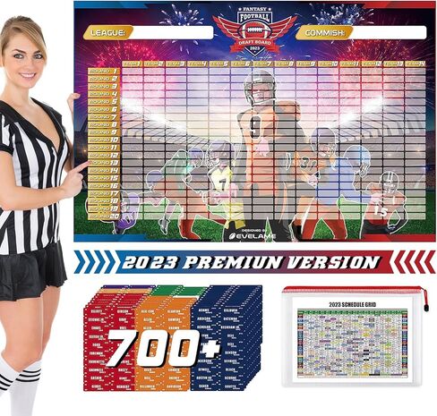 مجموعة لوحة كرة القدم الخيالية 6FT × 4FT 2023-2024 مع 637 ملصق لاعب، 14 فريقًا، 20 جولة، مجموعة كبيرة جدًا 2023 Fantasy Football Draft Kit إصدار ألوان مميز للنادي الرياضي المنزلي والمكتب in Kuwait