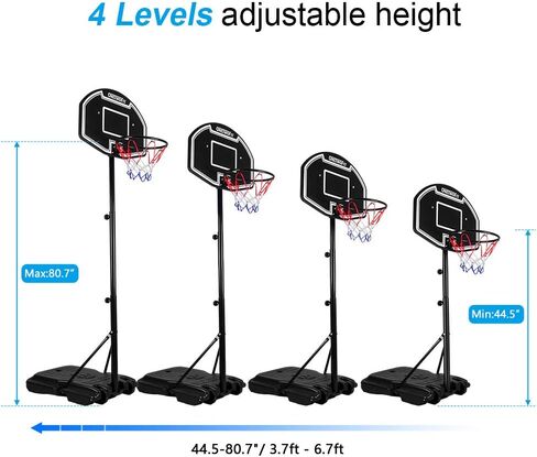ONETWOFIT Portable Basketball Hoop, Height Adjustable Outdoor Basketball Goal for Kids w/Impact Backboard 2 Wheels Fillable Base in Saudi Arabia