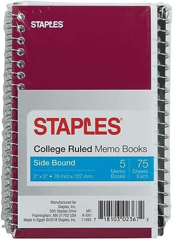 Staples Memo Books, 3 x 5-Inches, Side Bound (5-Count) in Kuwait