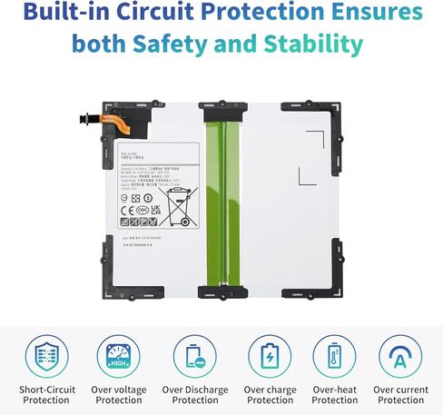 بطارية EB-BT585ABE متوافقة مع جهاز Galaxy Tab A 10.1 بوصة 2016 SM-T580 SM-P580 SM-P585M SM-T585C SM-T587 SM-T587P Series Tablet EB-BT585ABA 3.8V 7300mAh 27.74Wh مع الأدوات in Kuwait