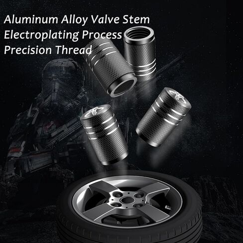 أغطية جذعية لصمام الإطارات من Fit Star Wars، أغطية إطارات سوداء مكونة من 4 قطع من أغطية أغطية إطارات السيارة، متوافقة مع ملحقات سيارة Star Wars Mandalorian (تناسب Mandalorian) in Kuwait