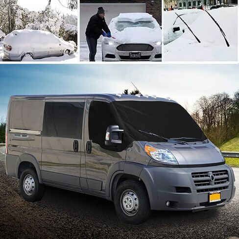 Windshield Cover Compatible with Dodge Ram ProMaster 1500 2014-2022, 600D Waterproof Front Window Sunshades Cover Blind Blocking Protector with Mirrror Cutouts in Saudi Arabia