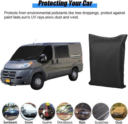 Windshield Cover Compatible with Dodge Ram ProMaster 1500 2014-2022, 600D Waterproof Front Window Sunshades Cover Blind Blocking Protector with Mirrror Cutouts in Saudi Arabia