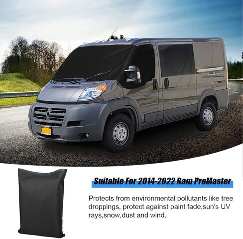 Windshield Cover Compatible with Dodge Ram ProMaster 1500 2014-2022, 600D Waterproof Front Window Sunshades Cover Blind Blocking Protector with Mirrror Cutouts in Saudi Arabia