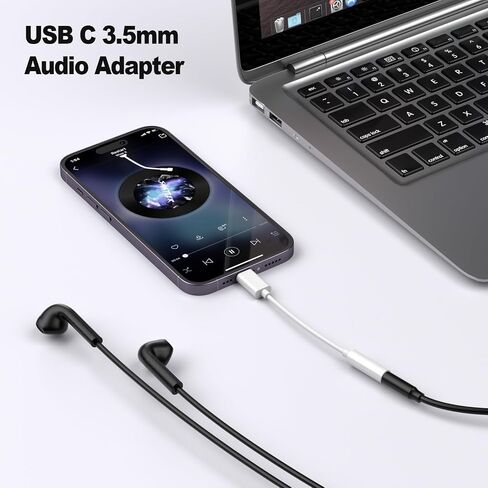 محول مقبس سماعة الرأس USB-C إلى 3.5 مم - محول صوت Aux من النوع C متوافق مع iPhone 15/15 Pro/ 15Pro Max وأجهزة USB c الأخرى مثل الهاتف الذكي sam-Sung Hua-wei والوسادة إلخ. in Saudi Arabia