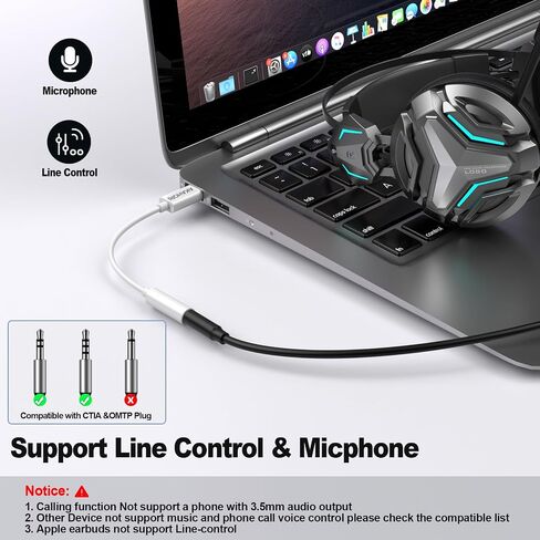 محول مقبس سماعة الرأس USB-C إلى 3.5 مم - محول صوت Aux من النوع C متوافق مع iPhone 15/15 Pro/ 15Pro Max وأجهزة USB c الأخرى مثل الهاتف الذكي sam-Sung Hua-wei والوسادة إلخ. in Saudi Arabia