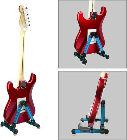 حامل جيتار قابل للطي، حامل جيتار Meeland A-Frame، مسند جيتار قابل للتعديل والمحمول للجيتار الكلاسيكي، القيثارات الصوتية، القيثارات الكهربائية، الجهير والقيثارة مثالية للمسرح والمنزل، أزرق in Kuwait