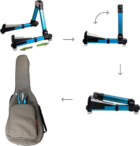 حامل جيتار قابل للطي، حامل جيتار Meeland A-Frame، مسند جيتار قابل للتعديل والمحمول للجيتار الكلاسيكي، القيثارات الصوتية، القيثارات الكهربائية، الجهير والقيثارة مثالية للمسرح والمنزل، أزرق in Kuwait