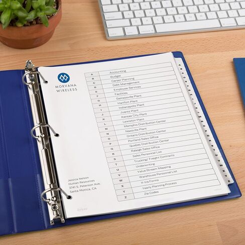 Avery A-Z 26 فواصل علامات التبويب لـ 3 مجلدات حلقية، جدول محتويات قابل للتخصيص، علامات تبويب بيضاء كلاسيكية، مجموعة واحدة (11828) in Kuwait
