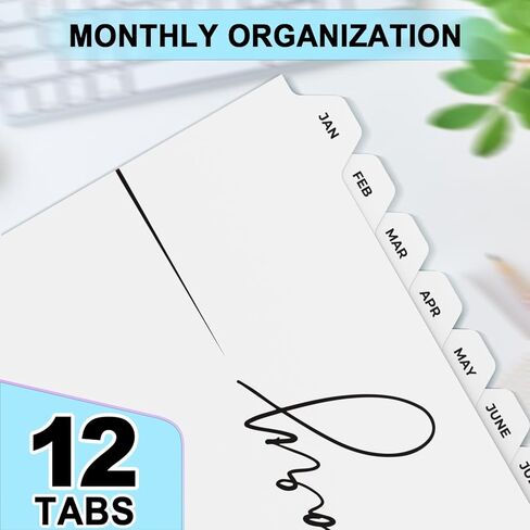 12 فواصل شهرية من Famsoule مع علامة تبويب مؤشر شهرية، وفواصل خزانة الملفات ومنظم المكتب، وبطاقات ورقية ذات 6 فتحات لملفات A5 و6 حلقات (6 فتحات، 8.5 بوصة × 5.5 بوصة) in Kuwait