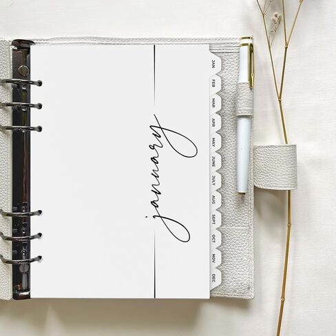 12 فواصل شهرية من Famsoule مع علامة تبويب مؤشر شهرية، وفواصل خزانة الملفات ومنظم المكتب، وبطاقات ورقية ذات 6 فتحات لملفات A5 و6 حلقات (6 فتحات، 8.5 بوصة × 5.5 بوصة) in Kuwait