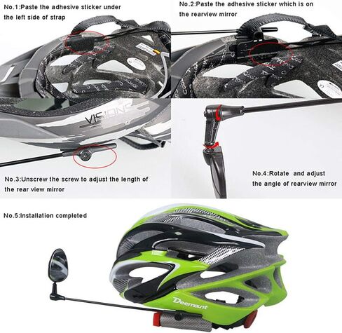 مرآة الرؤية الخلفية للدراجة، مرآة عاكسة للسلامة خوذة قابلة للتعديل والتدوير 360 درجة، متينة عالمية للدراجة الرياضية في الهواء الطلق in Kuwait
