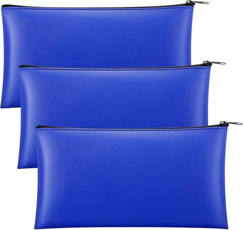 3 Pcs Money Bag with Zipper Bank Bag 11 x 6 Inch Security Bank Deposit Bag PU Leather Money Pouch Leatherette Zippered Coin Cash Bag Utility Check Wallet Cosmetic Tool(Green) in Kuwait