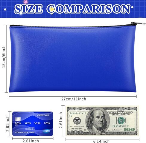 3 Pcs Money Bag with Zipper Bank Bag 11 x 6 Inch Security Bank Deposit Bag PU Leather Money Pouch Leatherette Zippered Coin Cash Bag Utility Check Wallet Cosmetic Tool(Green) in Kuwait