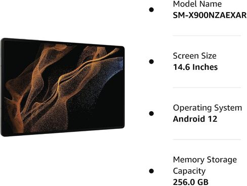 SAMSUNG Galaxy Tab S8 Ultra 14.6 بوصة 256 جيجابايت جرافيت (واي فاي مع قلم S، ذاكرة وصول عشوائي 12 جيجابايت، إصدار الولايات المتحدة) SM-X900NZAEXAR (متجدد) in Saudi Arabia