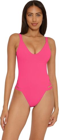 BECCA Women's Standard Rebecca Virtue Color Prism High Leg One Piece Swimsuit-Scoop Neck, Open Back Design, Bathing Suits in Saudi Arabia