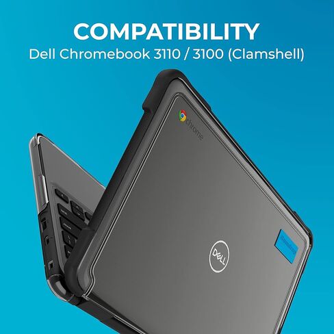 Gumdrop SlimTech Laptop Case Fits Dell Chromebook 3120 | 3110 | 3100 (Clamshell) for K-12 Students Teachers and Classrooms – Drop Tested Rugged Shockproof Bumpers for Reliable Device Protection– Black in Kuwait