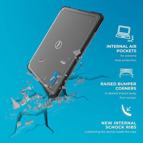 Gumdrop SlimTech Laptop Case Fits Dell Chromebook 3120 | 3110 | 3100 (Clamshell) for K-12 Students Teachers and Classrooms – Drop Tested Rugged Shockproof Bumpers for Reliable Device Protection– Black in Kuwait