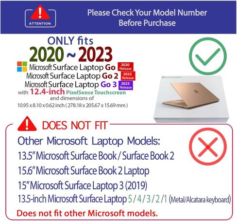 حافظة mCover متوافقة فقط مع 2020-2024 مقاس 12.4 بوصة Microsoft Surface Laptop Go 3/2 / 1 مع شاشة تعمل باللمس (غير متوافقة مع أي نماذج سطحية أخرى) - شفاف in Kuwait