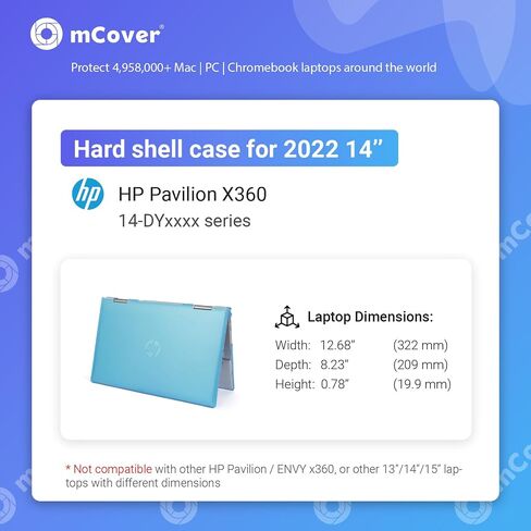 حافظة mCover متوافقة مع أجهزة الكمبيوتر المحمول القابلة للتحويل 2021~2022 مقاس 14 بوصة HP Pavilion X360 14-DYxxxx Series 2 في 1 فقط (لا تناسب موديلات HP الأخرى) - وردي in Saudi Arabia