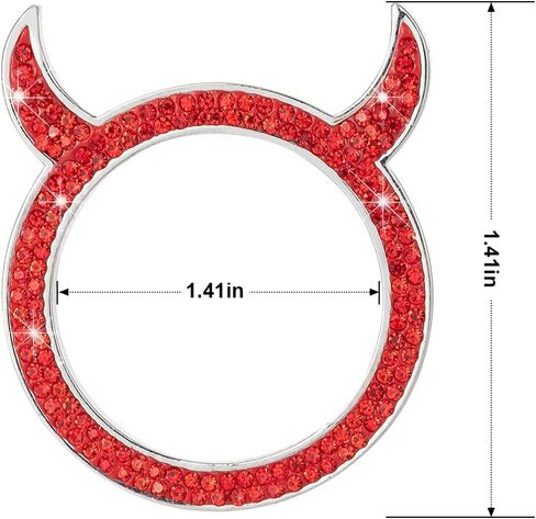 حلقة تزيين لمحرك السيارة من بلينغ كريستال، قطعتان من حلقات الشيطان الصغير اللامعة لديكور السيارات، حلقات ملصقات بزر بدء الضغط على حجر الراين، ملحقات الديكور الداخلي للسيارات (وردي) in Kuwait