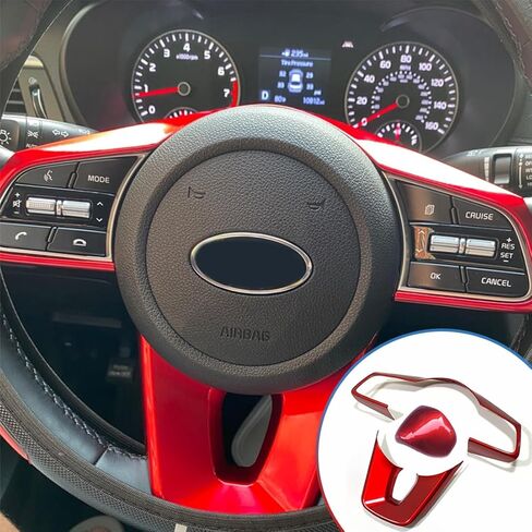 3 قطع غطاء عجلة القيادة الديكورات الداخلية ملصق الديكور لكيا فورتي سيراتو K3 2019 2020 2021 2022 2023 2024 - ABS النبيذ الأحمر الرياضة الملحقات الداخلية (لا تناسب نماذج GT و GT Line) in Saudi Arabia