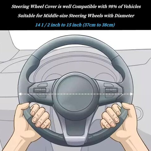 Diamond Leather Steering Wheel Cover for Women Girls, with Bling Bling Crystal Rhinestones, Universal Fit 15 Inch Car Steering Wheel Protector (Black) in Saudi Arabia