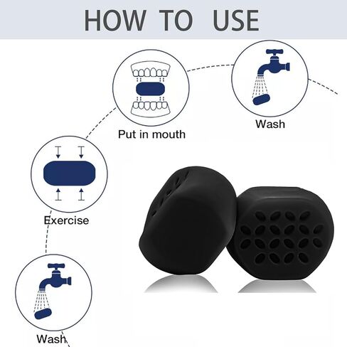 جهاز تمرين الفك للرجال والنساء، مدرب خط الفك المبتدئ، جهاز تمرين خط الفك للحصول على وجه أكثر تحديدًا. (أسود) in Kuwait