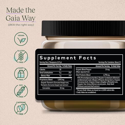 Gaia Herbs Turmeric Boost Restore - Turmeric Drink Mix Supporting a Healthy Response to Swelling in Adults - with Turmeric Curcumin, Black Pepper, Holy Basil & Ginger - 4.3 Ounces (21-Day Supply) in Saudi Arabia