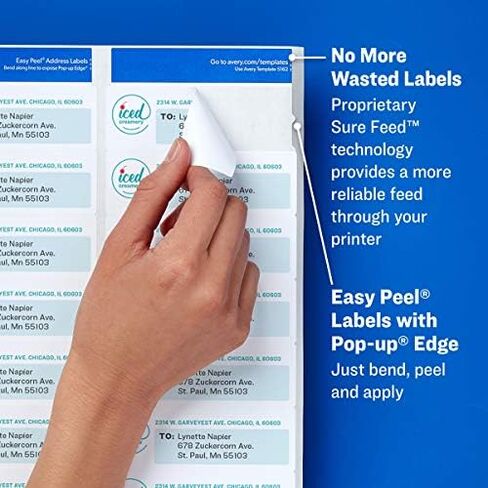 ملصقات عنوان Avery Easy Peel لطابعات الليزر، 1 بوصة × 2.625 بوصة، أبيض، عبوة من 750 قطعة (5260) in Saudi Arabia