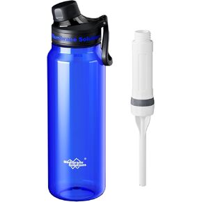 Membrane Solutions C3 Filtered Water Bottle, 36oz BPA-Free Bottle with Replaceable ACF Filter Cartridge, Portable Water Filter, Travel, Hiking & Camping for Clean Drinking Water Anywhere(Grey)
