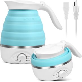 Travel Foldable Electric Kettle, 110V Collapsible Travel Kettle Electric Food Grade Silicone Portable Foldable Electric Kettles 850W Fast Boiling Water 700ml Travel Kettle Electric Portable (Blue)