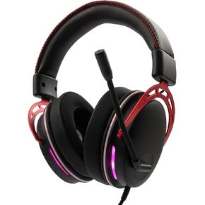 RadioShack Gaming 7.1 USB Headphones – Immersive Surround Sound, 50mm Drivers, 20Hz-20kHz Frequency Range, 32Ω Impedance, Black & Red Design for Gamers