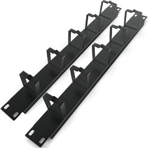 Cable Management Panel (2 Pack) 1U Wire Manager with 5 D-Ring Hooks Horizontal Rackmount for 19" Server Rack Network Cabinet - Tupavco TP1724