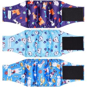 Paw Legend Washable Dogs Diapers Male Dog Belly Bands for Male Dogs Diapers Reusable Puppy & Doggie Diapers Male (3 Pack, Medium)