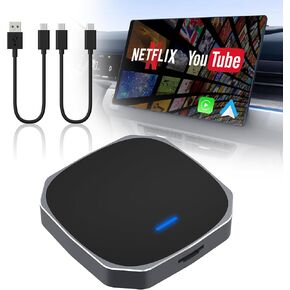 Wireless CarPlay & Android Auto Adapter, 2025 CarPlay Ai Box for OEM Wired Cars with Built-in Netflix/YouTube, TF Card Support - Upgrade to Wireless Streaming & Media Playback