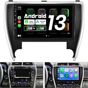 Car Radio for Toyota Camry 2015 2016 2017, Car Stereo Wireless Carplay Android Auto, Android 13 System, 2+64GB, 10.1 Inch Touch Screen Bluetooth Car Radio GPS WiFi SWC Backup Camera