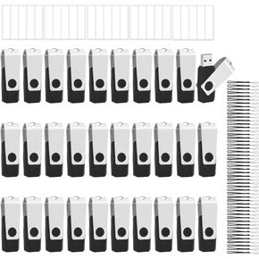 EASTBULL 100 Pack of Bulk Flash Drives 4GB USB 2.0 Flash Drives Pack 4 GB USB Drives Bulk Thumb Drives for Data Storage with 100 Strings and Labels (4GB, Black)